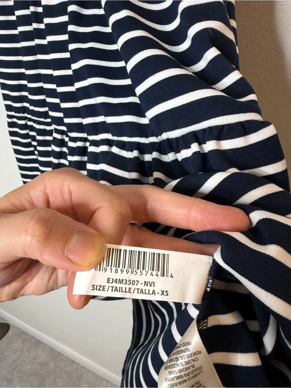 Eliza J Nautical Coastal Sailor Stripe Tiered Mini Dress Navy & White Striped xs - Picture 6 of 10